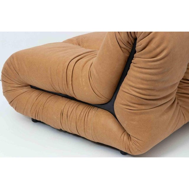 1960s Pagrù Lounge Chairs in Velvet and Leather by Claudio Vagnoni for P1, 1969, Set of 4 For Sale - Image 5 of 6