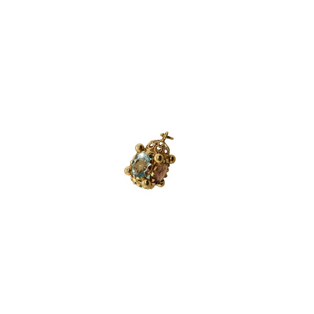 18 K Gold Multi Gemstone Fob Charm Pendant For Sale - Image 9 of 18