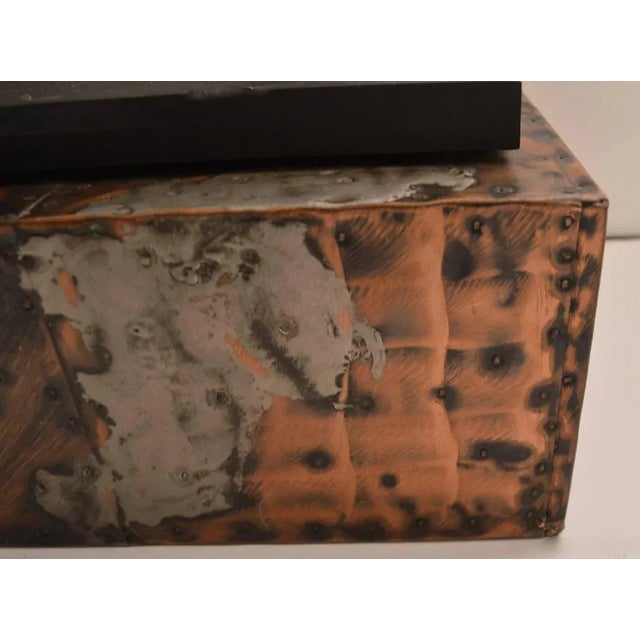 Wall-mount shelf with slate top, and matching Brutalist metal clad mirror. Iconic design from the master of Brutalism,...