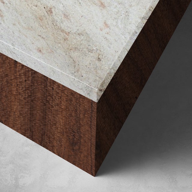Not Yet Made - Made To Order Abilene Coffee Table | Westland Studio Hand Crafted Marble Coffee Table With Walnut Hand Textured Base For Sale - Image 5 of 7