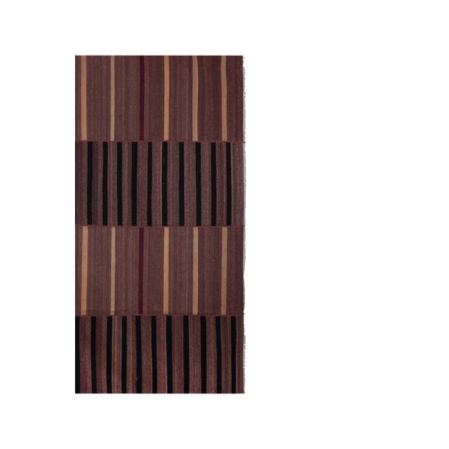 Mid-Century Modern 1960s Oversize Bohemian Striped Wool Kilim Rug 9'2'' X 10'6'' For Sale - Image 3 of 10