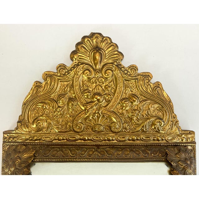 Goldenrod Vintage Embossed Brass Mirror Cabinet, 1950s For Sale - Image 8 of 17