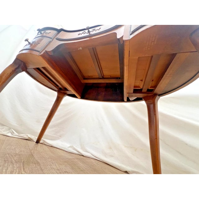 1980s Henredon French Desk Kidney Shaped Vanity Five Dovetail Drawers Petite Size For Sale - Image 13 of 13