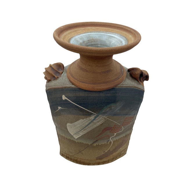 Late 20th Century Brutalist Terracotta Sculptural Vase With Relief Faces For Sale In Los Angeles - Image 6 of 18