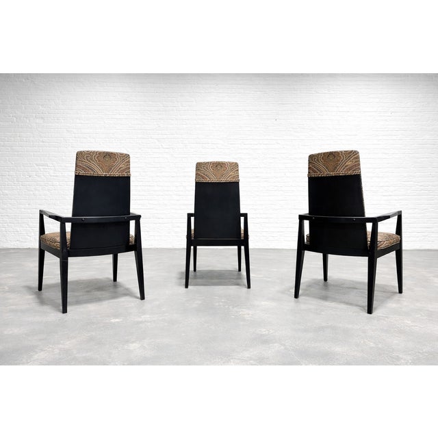 Mid Century Modern Paisley Ebonized Chairs, Set of Three For Sale In New York - Image 6 of 8