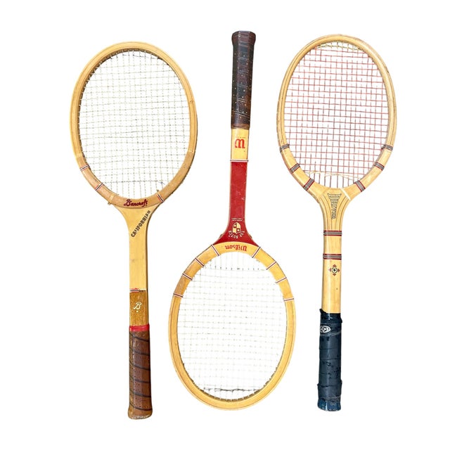 1970s Vintage Wooden Tennis Racquets -- Wilson Bancroft Spaulding. Set of 6 For Sale - Image 5 of 6