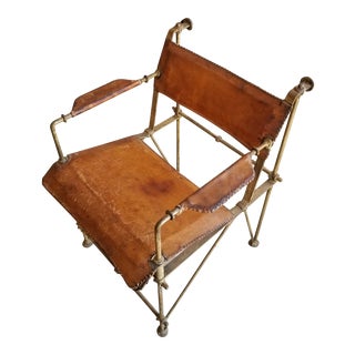 Ilana Goor Bronze and Leather Arm Chair For Sale