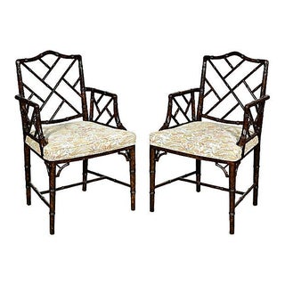 1960's Faux-Bamboo Armchairs - Pair For Sale