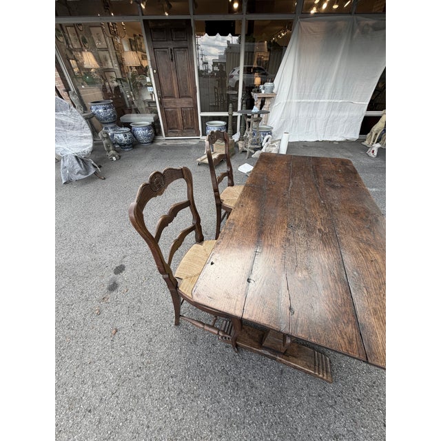 19th Century Oak Trestle Table For Sale - Image 9 of 13