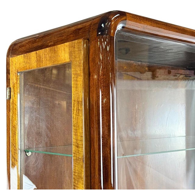 Black Art Deco Walnut Display Cabinet, 1930s For Sale - Image 8 of 11