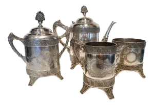 1880s Bridgeport Silver Co. Triple Plate Tea Set- 4 Pieces