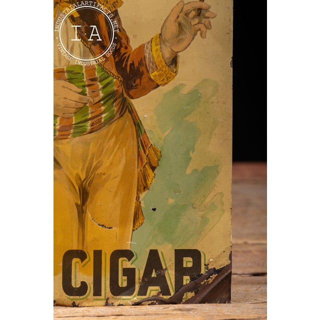 Antique "Le Roy Little" Cigar Advertising Tin Sign For Sale - Image 4 of 7