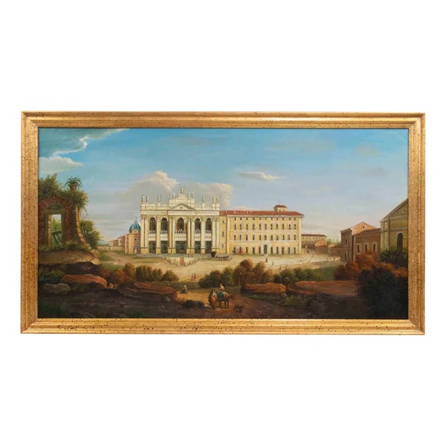 Ancient View of San Giovanni in Laterano, Painting, Early 20th Century For Sale