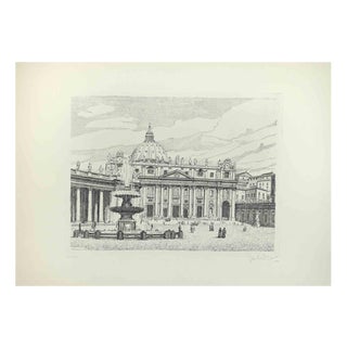 Giuseppe Malandrino, View of Saint Peter's Square, 1970s, Etching For Sale