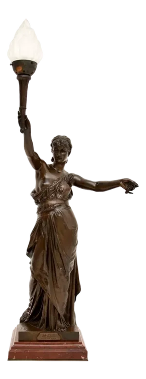 Antique French Bronze Lamp by Jean-Jules Cambos, 1880