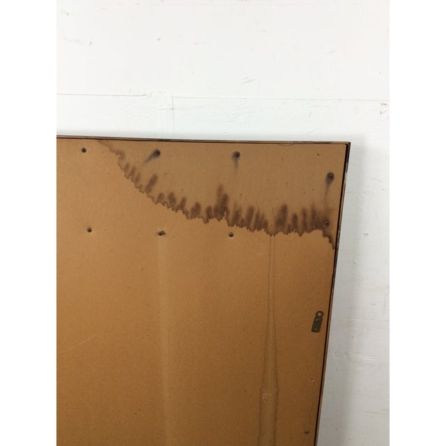 Mid Century Modern Rectangular Wall Mirror With Inlaid Wood Panel on Top of Frame For Sale - Image 12 of 17