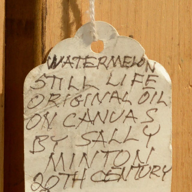 Pink Watermelon and Blue Vase Still-Life by Sally Minton For Sale - Image 8 of 8