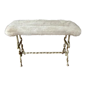 1940s Cast Iron Bench With Mink Fur Top