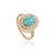 1.43ct Oval Turquoise Cabochon Double Halo Diamond 14k Gold Contemporary Ring Size 7 For Sale - Image 4 of 17
