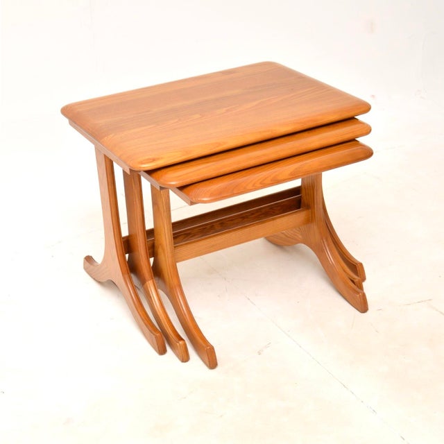 Vintage Elm Nesting Tables, 1970s, Set of 3 For Sale - Image 9 of 9