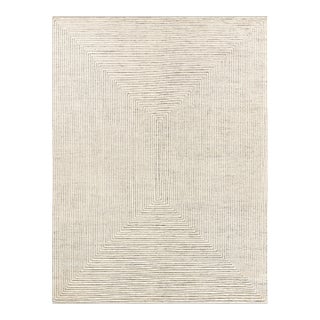 Exquisite Rugs Crescent Hand-Knotted New Zealand Wool Ivory Rug-8'X10' For Sale