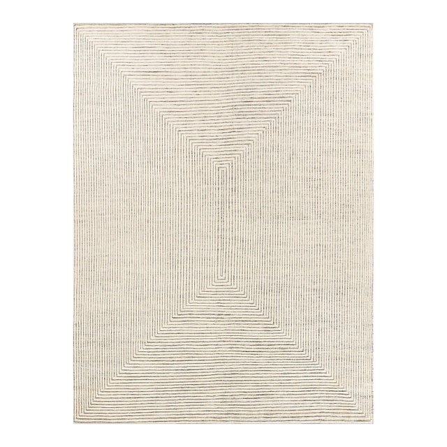 Exquisite Rugs Crescent Hand-Knotted New Zealand Wool Ivory Rug-8'X10' For Sale