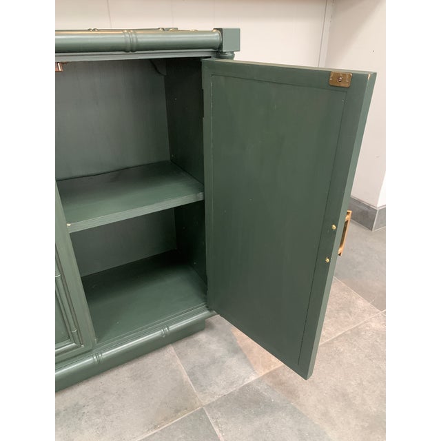 Green Vintage Green Faux Bamboo Sideboard Buffet For Sale - Image 8 of 10