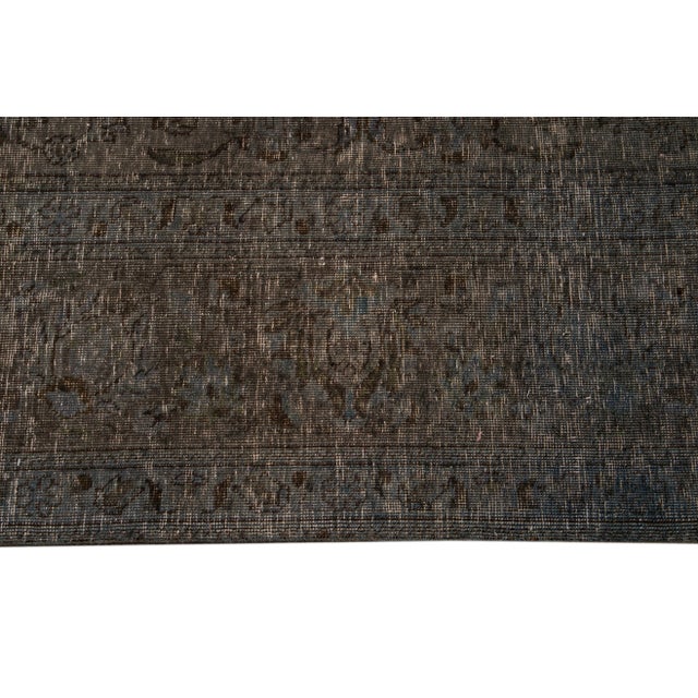 Gray Mid-20th Century Vintage Overdyed Wool Rug For Sale - Image 8 of 13