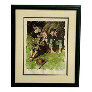 1970s Norman Rockwell “First Smoke” Tom Sawyer Suite Collotype, 7/200, Framed For Sale