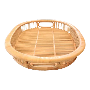 Natural Mid-Century Rattan Serving Tray