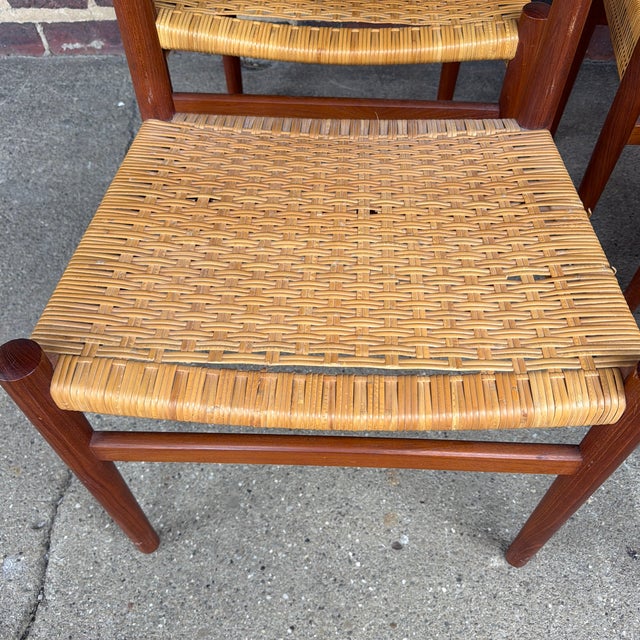 1950s Set of 6 Hans J. Wegner Ch-40 Teak Dining Chairs With Woven Cane Seats For Sale - Image 5 of 9