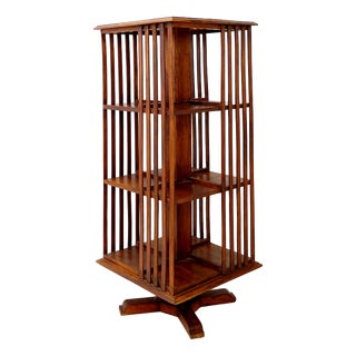 Three-Tier Revolving Bookcase on Central Cruciform Base For Sale