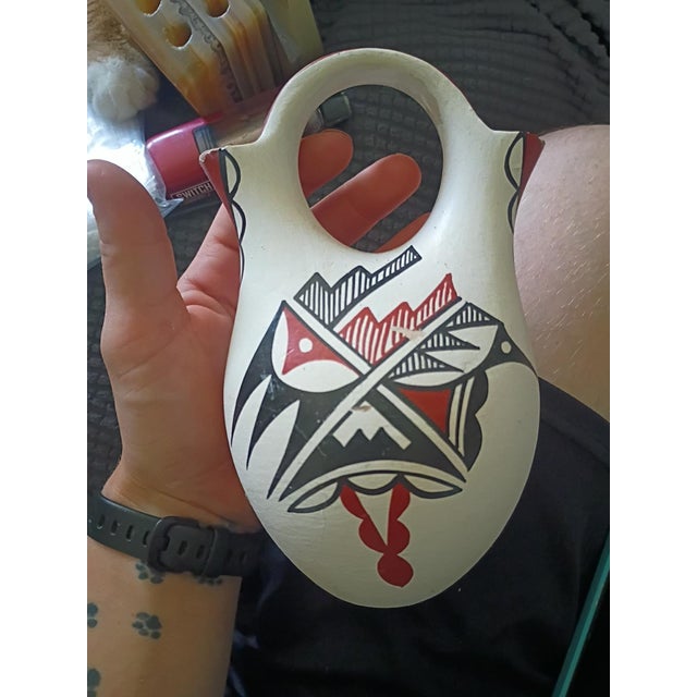 Rustic Signed Jemez Pueblo Double-Spout Wedding Vase by C. Loretto For Sale - Image 3 of 4