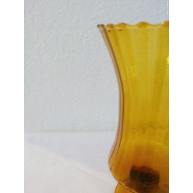 1970s 1970s Italian Empoli Optic Glass Amber Vase For Sale - Image 5 of 5