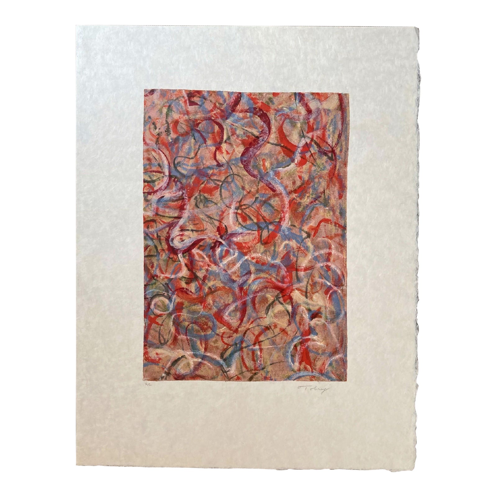 1970s Flame of Colors Signed Modern Lithograph, Mark Tobey | Chairish