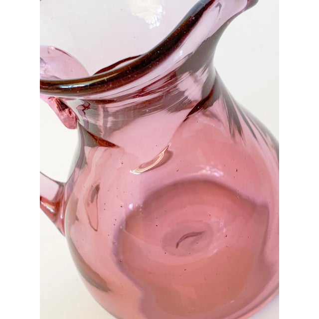 1970s Chet Cole Signed Amethyst Blown Art Glass Pitcher For Sale - Image 10 of 11