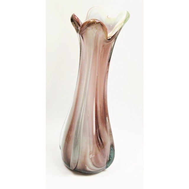 Modern Large Vintage 1970s Purple Slag Hand Blown Art Glass Vase For Sale - Image 3 of 7