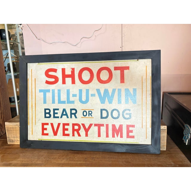 Original Hand-Painted "Shoot Till-U-Win" Carnival Sign For Sale - Image 12 of 12