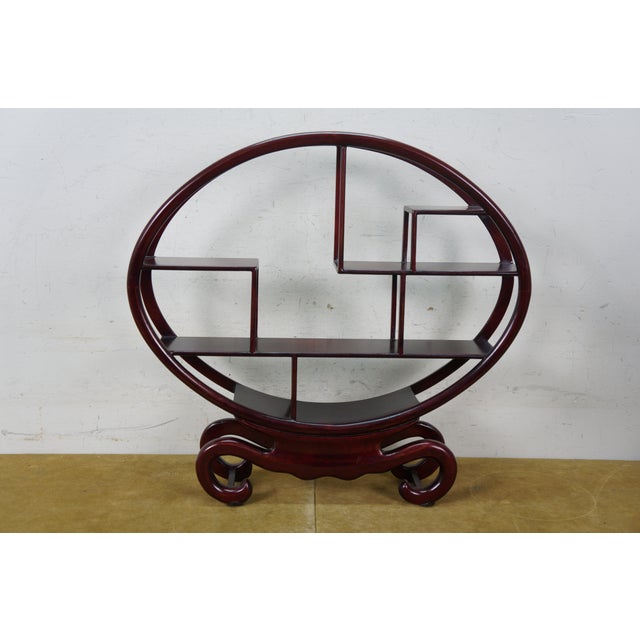 2 Chinese Chinoiserie Round Ming Style Tiered Display Stands Racks Shelf 19" For Sale - Image 13 of 13