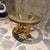 Wood Hollywood Regency Glass-Topped Side Table Verdi Gris Gold Leaf For Sale - Image 7 of 12