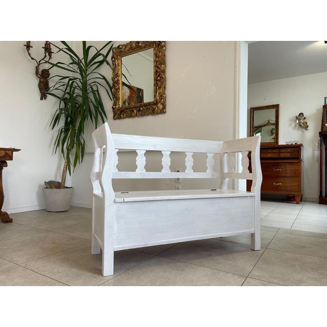 Wood Provincial Natural Wood Kitchen Bench Chest For Sale - Image 7 of 16