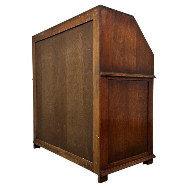 Antique Early 20th Century English Oak Bureau with Fitted Interior For Sale - Image 10 of 14