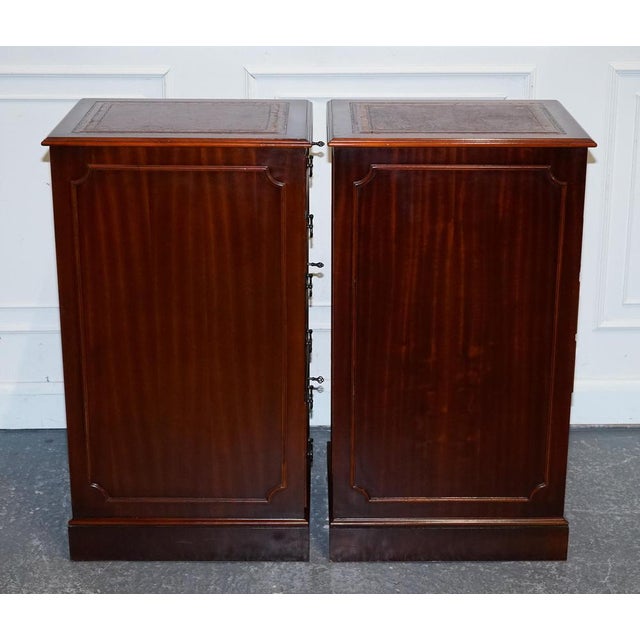 Filling Cabinets in Burgundy Leather and Gold Embossed Top, Set of 2 For Sale - Image 16 of 18