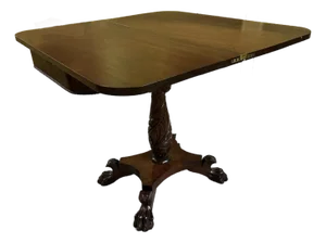 Early 20th Century Mahogany Fold-Over Tea & Game Table With Carved Pedestal and Claw Feet