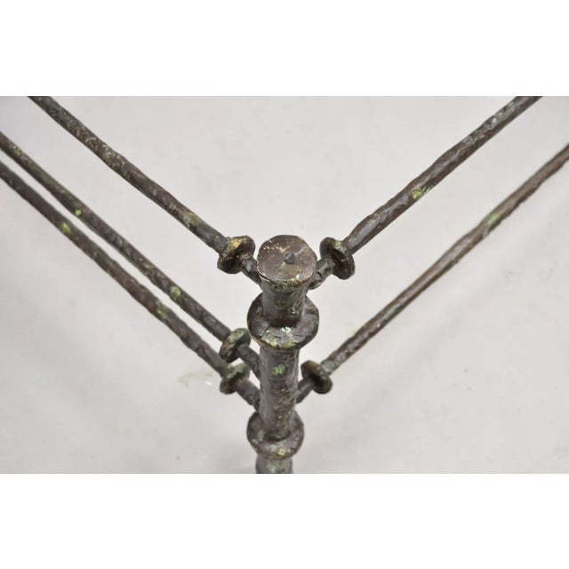 Late 20th Century Vintage Giacometti Style Brutalist Patinated Metal Rectangular Coffee Table Base For Sale - Image 5 of 10