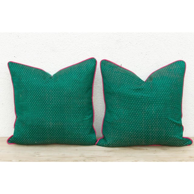 Mid 20th Century Pair of Aru Dotted Ahir Handloom Pillows For Sale - Image 5 of 7