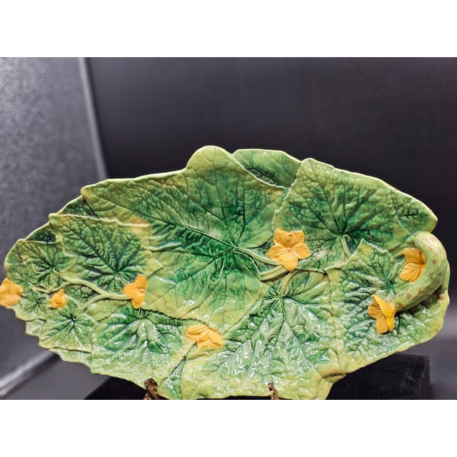 19th Century Antique c.1875 Victorian English George Jones Cucumber Platter 17" For Sale - Image 5 of 17
