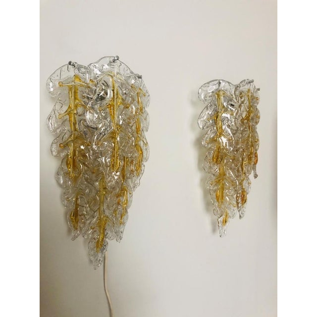 Silver Mid-Century Modern Italian Murano Leaf Glass Wall Sconces from Mazzega, 1970s, Set of 8 For Sale - Image 8 of 14