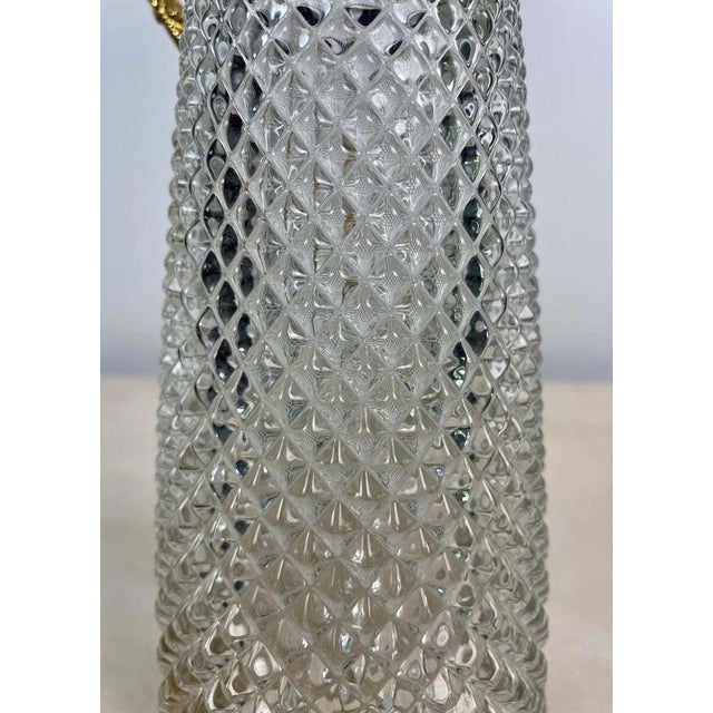 Art Deco Diamond Tip Crystal and Gilt Metal Jug, 1930s For Sale - Image 3 of 14