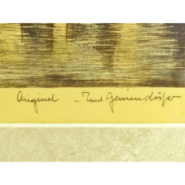 Early 20th Century Ernst Geissendorfer Signed Color Etching on Silk Heidelberg, Germany Cityscape - Framed For Sale - Image 4 of 7